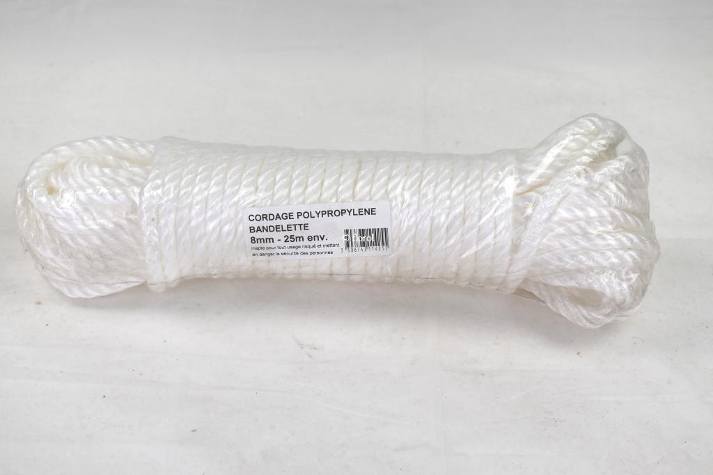 Echeveau polypro blanc. Lg 25 m, Ø 12 mm. Echeveau polypro blanc. Lg 25 m, Ø 12 mm.