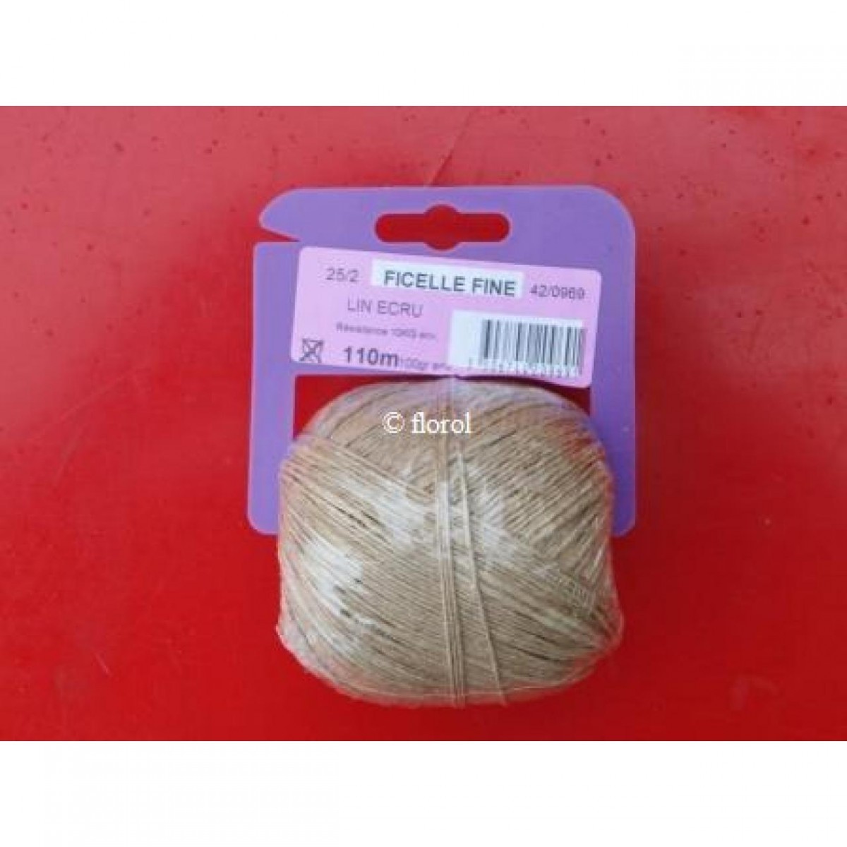 Ficelle cuisine lin écru 2,5 / 2, pelote 100 g. - Florol