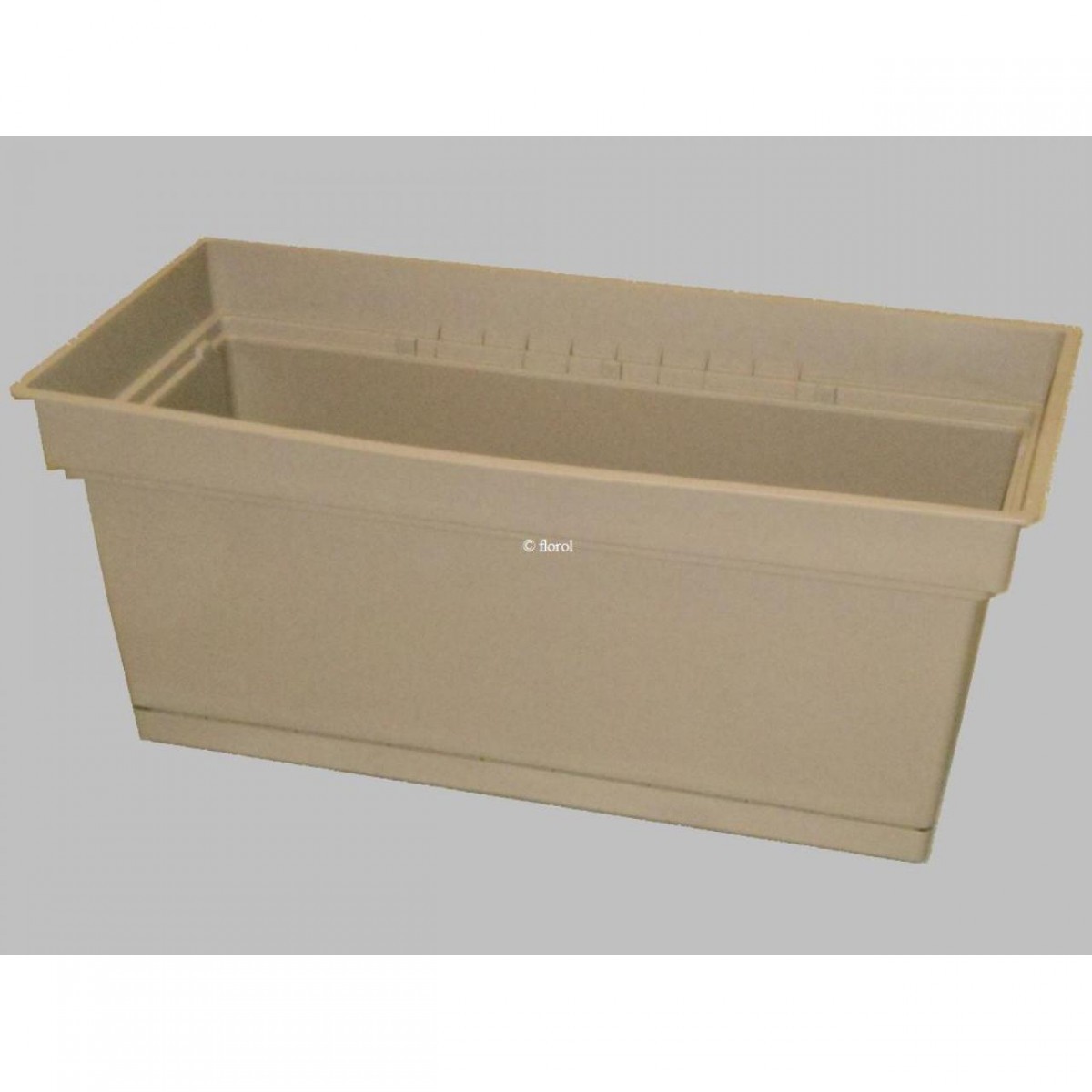 Jardinière plastique AQUA soucoupe clipsée 99x47 cm taupe. Jardinière plastique AQUA soucoupe clipsée 99x47 cm taupe.