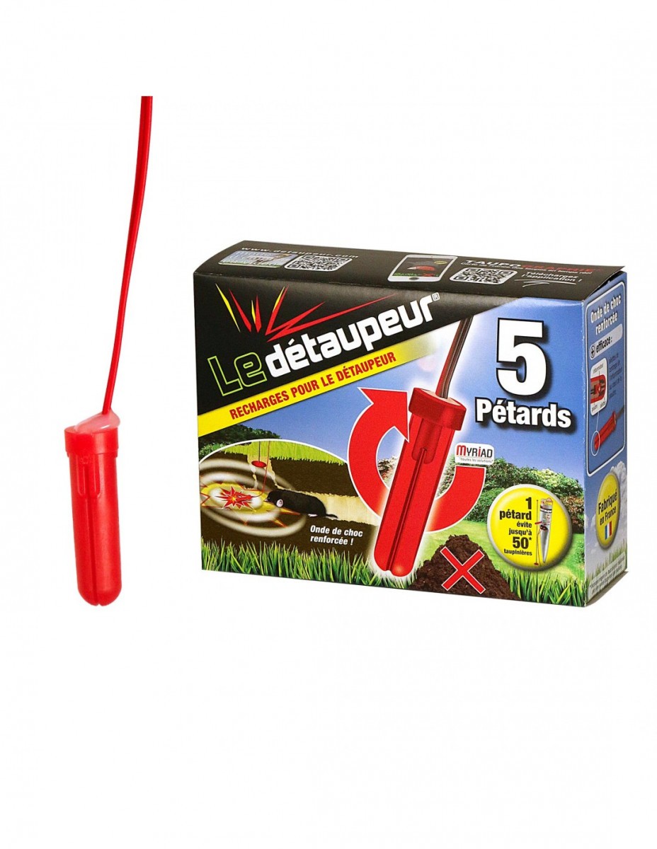 Recharge pétard detaupeur action anti taupe lot de 5 pétards - Gazoneo