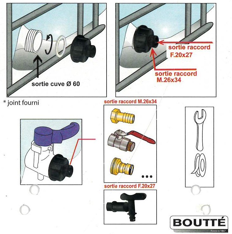 Adaptateur cuve 1000 L M26x34-F20x27 - Florol