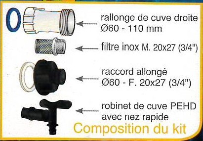 Adaptateur de cuve 1000 litres pour récupération d'eau