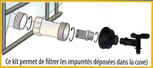 Kit adaptateur cuve 1000L robinet+rallonge+filtre - Florol