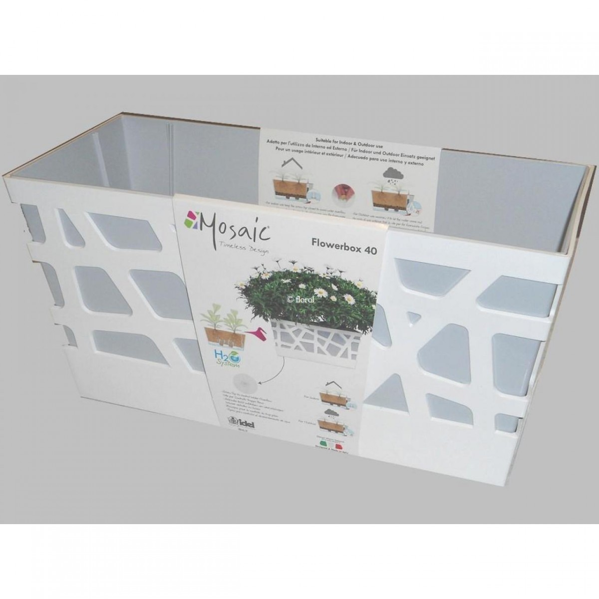 Balconnière plastique DESIGN MOSAIC 40 cm gris-bleu. Balconnière plastique DESIGN MOSAIC 40 cm gris-bleu.